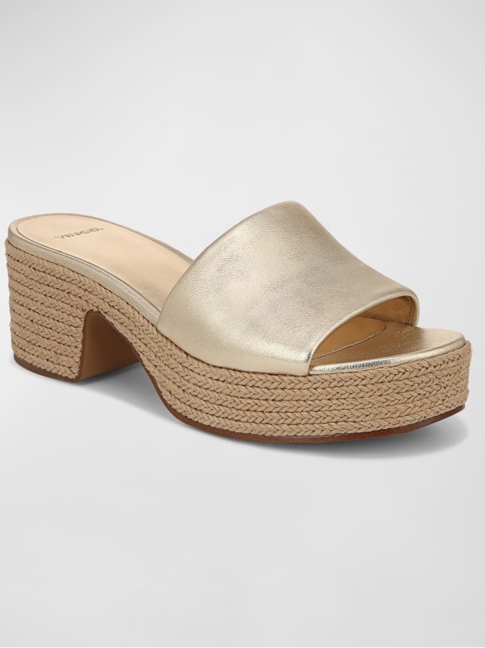 Vince Margo Champagne Metallic Espadrille Slide Sandals